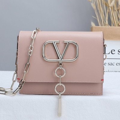 Valentino 2019 Vcase Leather Chain Shoudler Bag,17.5/22CM - 발렌티노 2019 Vcase 여성용 레더 체인 숄더백 ,VTB0584,17.5/22CM,핑크