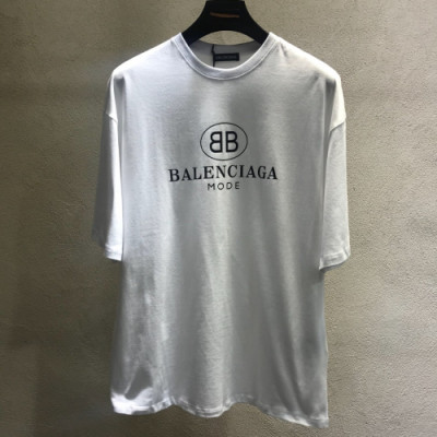 Balenciaga 2019 Mm/Wm Oversize Logo Short Sleeved Tshirt - 발렌시아가 남자 오버사이즈 로고 반팔티 Bal0240x.Size(xs - l).화이트