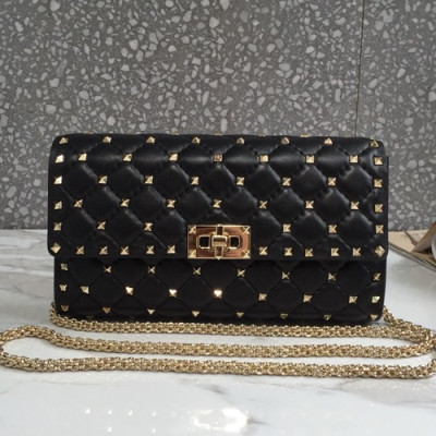 Valentino 2019 Rockstud Chain Shoulder Bag,23.5CM - 발렌티노 2019 락스터드 여성용 체인 숄더백 ,0137 - VTB0602,23.5CM,블랙