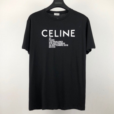 Celine 2019  Mm/Wm Hedi Slimane Logo Cotton Short Sleeved Oversize Tshirt - 셀린느 남자 로고 코튼 오버사이즈 반팔티 Cel0038x.Size(s - xl).2컬러(블랙/화이트)