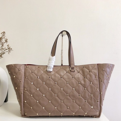 Valentino 2019 Leather Garavani Boomstud Tote Shoudler Shopper Bag,40CM - 발렌티노 2019 레더 가라바니 봄스터드 토트 숄더 쇼퍼백,VTB0611,40CM,베이지핑크