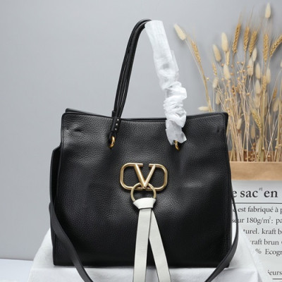 Valentino 2019 V-ring Tote Shoulder Shopper Bag,32.5CM - 발렌티노 2019 브이링 여성용 토트 숄더 쇼퍼백 ,VTB0637,32.5CM,블랙