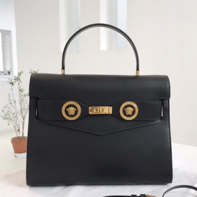 Versace 2019 Women Leather Tote Shoulder Bag,32CM - 베르사체 2019 여성용 레더 토트 숄더백 ,VERB0057,32CM,블랙