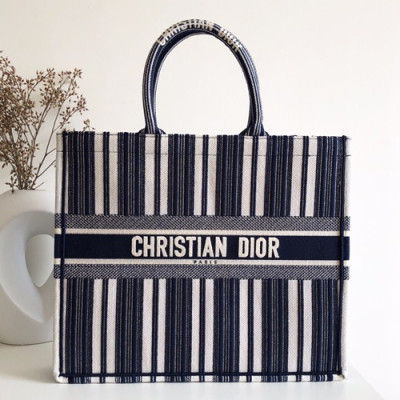 Dior 2019 Women Canvas Book Tote Shopper Bag ,41.5CM - 디올 2019 여성용 캔버스 북 토트 쇼퍼백  DIOB0284,41.5CM,네이비