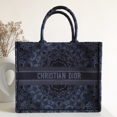 Dior 2019 Women Canvas Book Tote Shopper Bag ,41.5CM - 디올 2019 여성용 캔버스 북 토트 쇼퍼백  DIOB0286,41.5CM,네이비