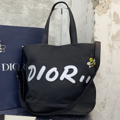 Dior x Kaws 2019 Canvas & Leather Tote Shopper Bag ,44CM - 디올 x 카우스 2019 남여공용 캔버스 & 레더 토트 쇼퍼백  DIOB0293,44CM,블랙(화이트)