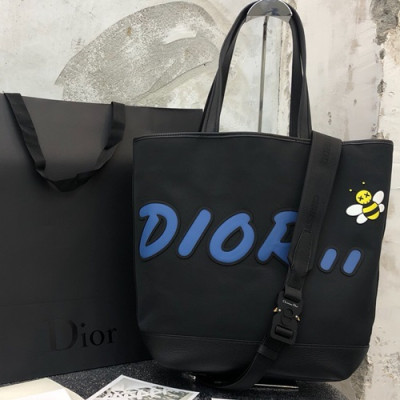 Dior x Kaws 2019 Canvas & Leather Tote Shopper Bag ,44CM - 디올 x 카우스 2019 남여공용 캔버스 & 레더 토트 쇼퍼백  DIOB0294,44CM,블랙(블루)