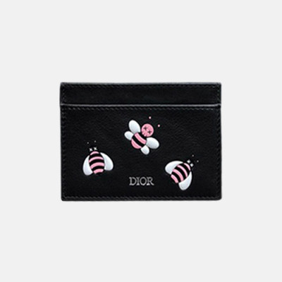 Dior x Kaws 2019 Ladies Leather Card Purse,10.5cm - 디올 x 카우스 2019 여성용 레더 카드 지갑  DIOW0003 ,10.5CM,블랙