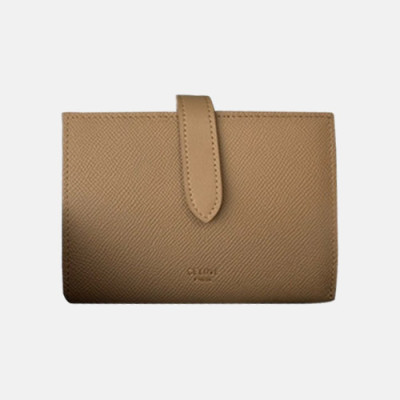 Celine 2019 Ladies Wallet,14cm - 셀린느 2019 여성용 레더 중지갑,CELW0003,14cm.다크베이지