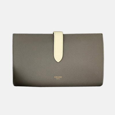 Celine 2019 Ladies Wallet,19cm - 셀린느 2019 여성용 레더 장지갑,CELW00014,19cm.그레이