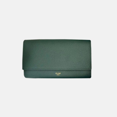 Celine 2019 Ladies Wallet,19cm - 셀린느 2019 여성용 레더 장지갑,CELW0026,19cm.그린