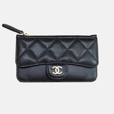 Chanel 2019 Ladies Wallet / Card Purse - 샤넬 2019 여성용 레더 중지갑  / 카드지갑 ,CHAW0025,13cm.블랙(금장)