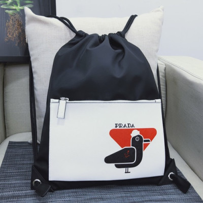 Prada 2019 Nylon&Leather Back Pack ,43CM - 프라다 2019 나일론&레더 남여공용 백팩 PRAB0049,43CM,블랙+화이트