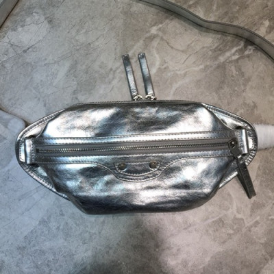 Balenciaga 2019 Leather Hip Sack,36CM - 발렌시아가 2019 남여공용 레더 힙색,BGB0345,36CM,실버