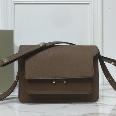 Marni 2019 Trunk Leather Shoulder Bag,24CM - 마르니 2019 트렁크 레더 숄더백, MARB0033,24CM,브라운