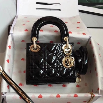 Dior 2019 Lady Dior Tote Shoulder Bag,17CM - 디올 2019 레이디 디올 토트 숄더백 DIOB0323,17CM,블랙(금장)