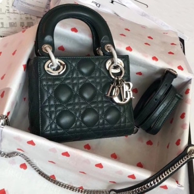 Dior 2019 Lady Dior Tote Shoulder Bag,17CM - 디올 2019 레이디 디올 토트 숄더백 DIOB0334,17CM,다크그린(은장)