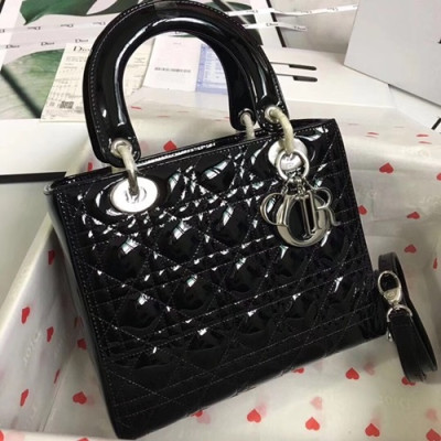 Dior 2019 Lady Dior Tote Shoulder Bag,24CM - 디올 2019 레이디 디올 토트 숄더백 DIOB0353,24CM,블랙(은장)