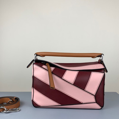 Loewe 2019 Puzzle Small Shoulder Bag, 24CM - 로에베 2019 퍼즐 스몰 숄더백 ,LOEB0151, 24CM,핑크+와인