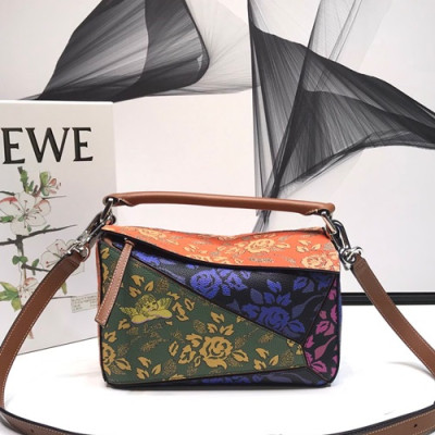 Loewe 2019 Puzzle Small Shoulder Bag, 24CM - 로에베 2019 퍼즐 스몰 숄더백 ,LOEB0155, 24CM,오렌지+그린(블랙)