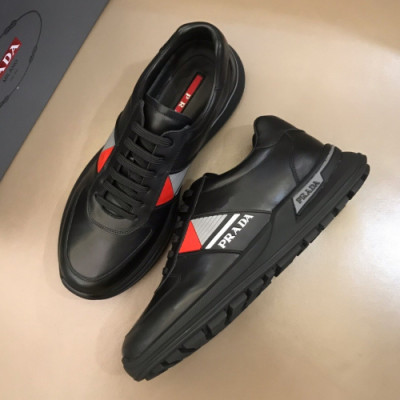 Prada 2019 Mens Casual Logo Leather  Two-tone Runner  - 프라다 남성 캐쥬얼 로고 레더 투톤 러너 Pra0622x.Size(240 - 270).블랙