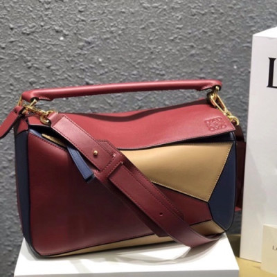 Loewe 2019 Puzzle Medium Shoulder Bag, 29CM - 로에베 2019 퍼즐 미듐 숄더백 ,LOEB0185, 29CM,와인