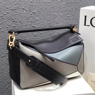 Loewe 2019 Puzzle Medium Shoulder Bag, 29CM - 로에베 2019 퍼즐 미듐 숄더백 ,LOEB0186, 29CM,그레이+블루