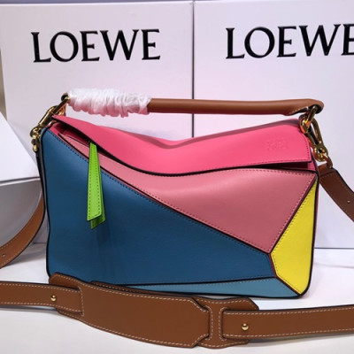 Loewe 2019 Puzzle Medium Shoulder Bag, 29CM - 로에베 2019 퍼즐 미듐 숄더백 ,LOEB0195, 29CM,핑크+블루