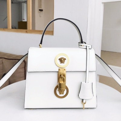 Versace 2019 Women Leather Tote Shoulder Bag,20.5CM - 베르사체 2019 여성용 레더 토트 숄더백 ,VERB0061,20.5CM,화이트