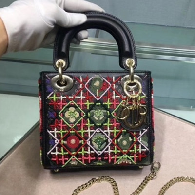 Dior 2019 Lady Dior Tote Shoulder Bag,17CM - 디올 2019 레이디 디올 토트 숄더백 DIOB0364,17CM,블랙(금장)