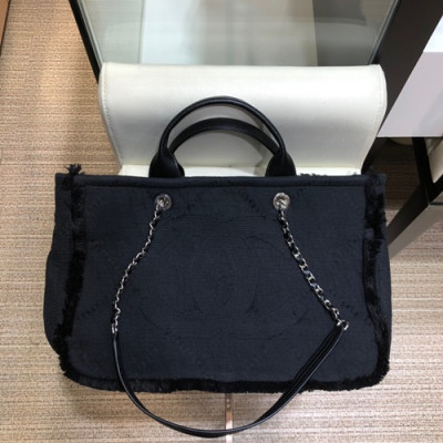 Chanel 2019 Wool Blend Tote Shoulder Bag ,38CM - 샤넬 2019 울 혼방 토트 숄더백  CHAB0890,38CM,블랙