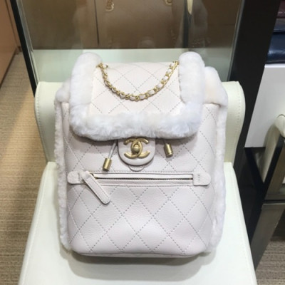 Chanel 2019 Leather & Fur Women Back Pack ,26CM - 샤넬 2019 레더 & 퍼 여성용 백팩,CHAB0899,26CM,화이트