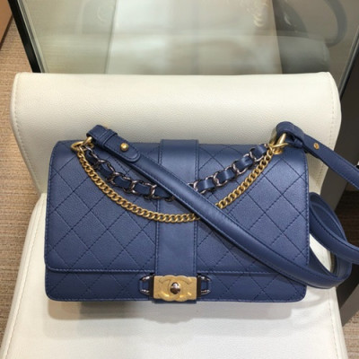 Chanel 2019 Leather Large Shoulder Bag ,25CM - 샤넬 2019 레더 여성용 라지 숄더백  CHAB0921,25CM,블루