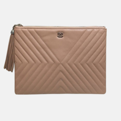 Chanel 2019 Leather Women Clutch Bag ,28CM - 샤넬 2019 레더 여성용 클러치백,CHAB0926,28CM,다크베이지