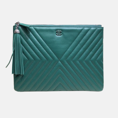 Chanel 2019 Leather Women Clutch Bag ,28CM - 샤넬 2019 레더 여성용 클러치백,CHAB0927,28CM,그린