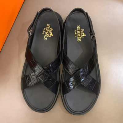 Hermes 2019 Mens Classic Leather Sandal - 에르메스 남성 클래식 레더 샌들 Her06x.Size(240 - 275).블랙