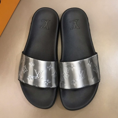 Louis Vuitton 2019 Mens Initial Logo Leather Slipper - 루이비통 남성 이니셜 로고 레더 슬리퍼 Lou01165x.Size(240 - 275).실버