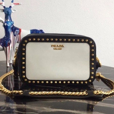 Prada 2019 Stud Chain Shoulder Bag,21cm - 프라다 2019 여성용 스터드 체인 숄더백 ,1BH103-2,21cm,화이트