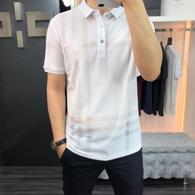 Burberry 2019 Mens Logo Polo Cotton Short Sleeved Tshirt - 버버리 남성 로고 폴로 코튼 반팔티 Burpt0003.Size(48- 56).화이트