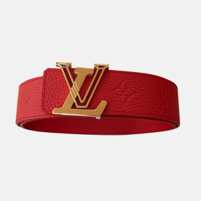 Louis vuitton 2019 Mens Initial Logo Buckle Leather Belt - 루이비통 2019 남성용 이니셜 로고 버클 레더 벨트 LOUBT0001.Size(4.0cm).레드금장/레드은장