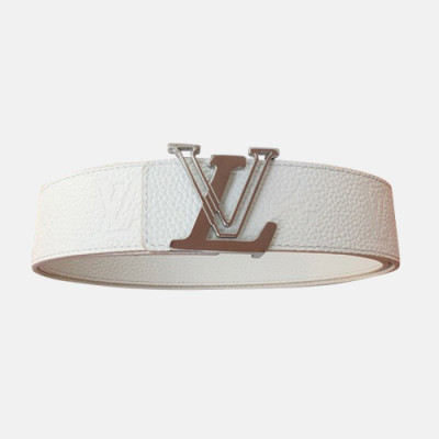 Louis vuitton 2019 Mens Initial Logo Buckle Leather Belt - 루이비통 2019 남성용 이니셜 로고 버클 레더 벨트 LOUBT0002.Size(4.0cm).화이트검장/화이트은장