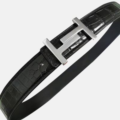 Hermes 2019 Mens Crocodile Leather Belt - 에르메스 2019 남성용 크로커다일 레더 벨트 HERBT0014.Size(3.8cm).블랙