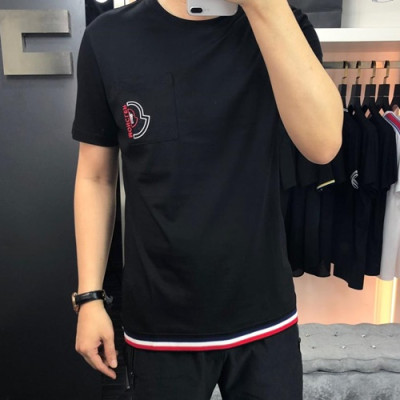 Mocler 2019 Mens Logo Cotton Short Sleeved T-shirt - 몽클레어 남성 로고 반팔티 MocTS0006.Size(48 - 56).블랙