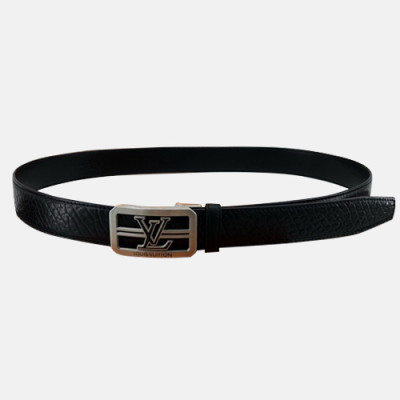 Louis vuitton 2019 Mens Initial Logo Buckle Leather Belt - 루이비통 2019 남성용 이니셜 로고 버클 레더 벨트 LOUBT0009.Size(3.5cm).블랙