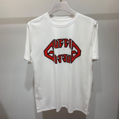 Gucci 2019 Mm/Wm Wolf Logo Cotton Short Sleeved Clothes - 구찌 남자 울프 로고 코튼 반팔티 Gucts0023.Size(M- 2xl).화이트