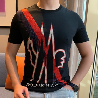 Mocler 2019 Mens Logo Cotton Short Sleeved T-shirt - 몽클레어 남성 로고 반팔티 MocTS0032.Size(M - 3XL).블랙