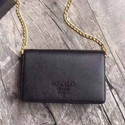 Prada 2019 Leather Chain Shoulder Cross Bag,20cm - 프라다 2019 레더 체인 숄더 크로스백 ,1BP012-2,20cm,블랙