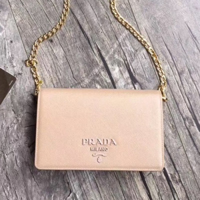 Prada 2019 Leather Chain Shoulder Cross Bag,20cm - 프라다 2019 레더 체인 숄더 크로스백 ,1BP012-3,20cm,베이지