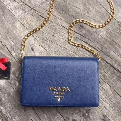 Prada 2019 Leather Chain Shoulder Cross Bag,20cm - 프라다 2019 레더 체인 숄더 크로스백 ,1BP012-6,20cm,블루