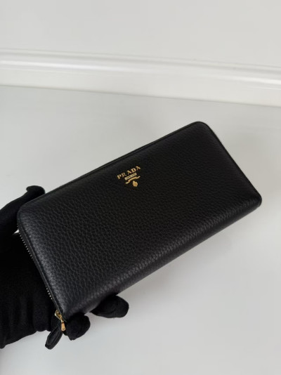 Prada Ladies Leather Wallet 1ML506 -프라다 여성용 레더 장지갑,PRAW0101, 20CM,블랙